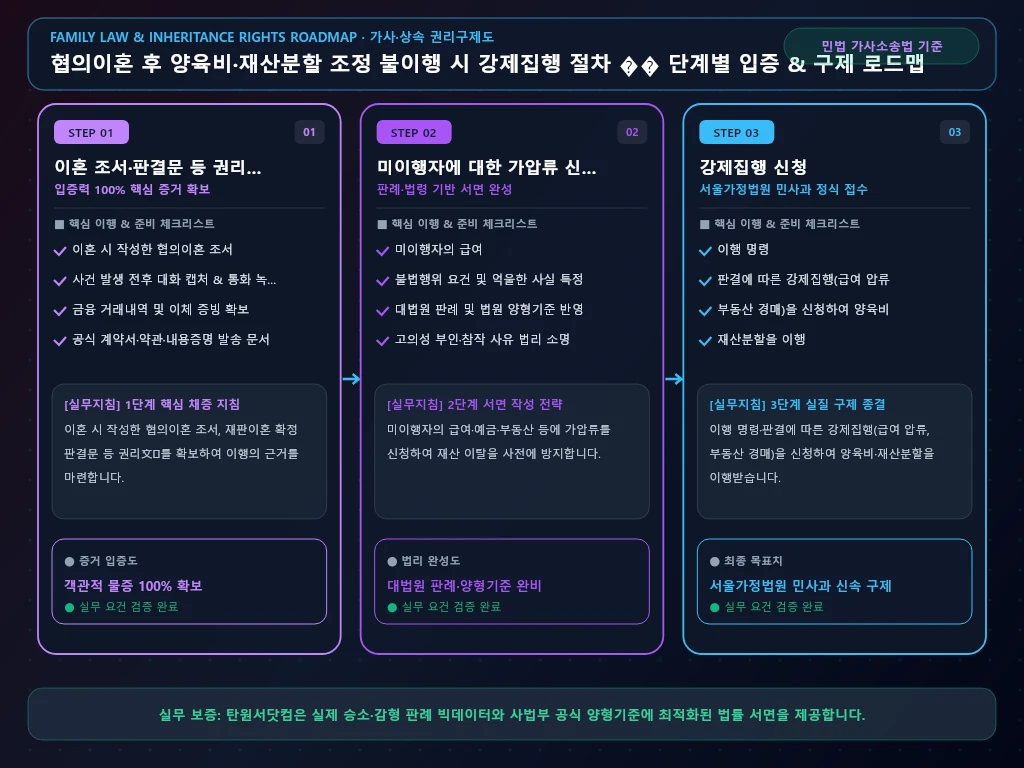 협의이혼 후 양육비 해결 절차 및 입증 흐름도