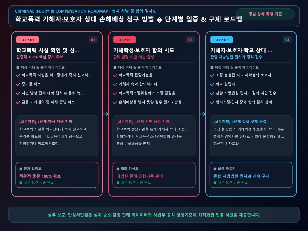 학교폭력 가해자 해결 절차 및 입증 흐름도