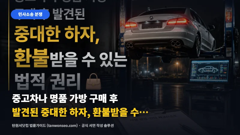 중고차나 명품 가방 구매 후 발견된 중대한 하자, 환불받을 수 있는 법적 권리 👜