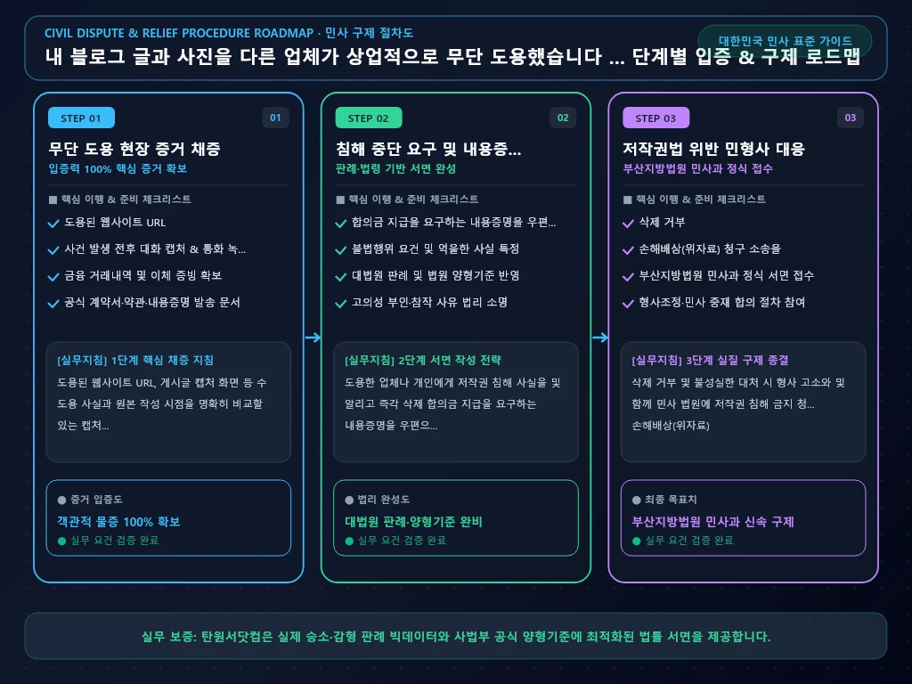 내 블로그 글과 사진을 다른 업체가 해결 절차 및 입증 흐름도