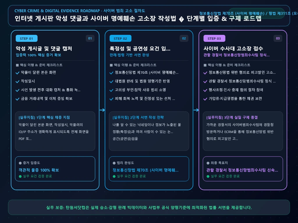 인터넷 게시판 악성 댓글과 사이버 해결 절차 및 입증 흐름도