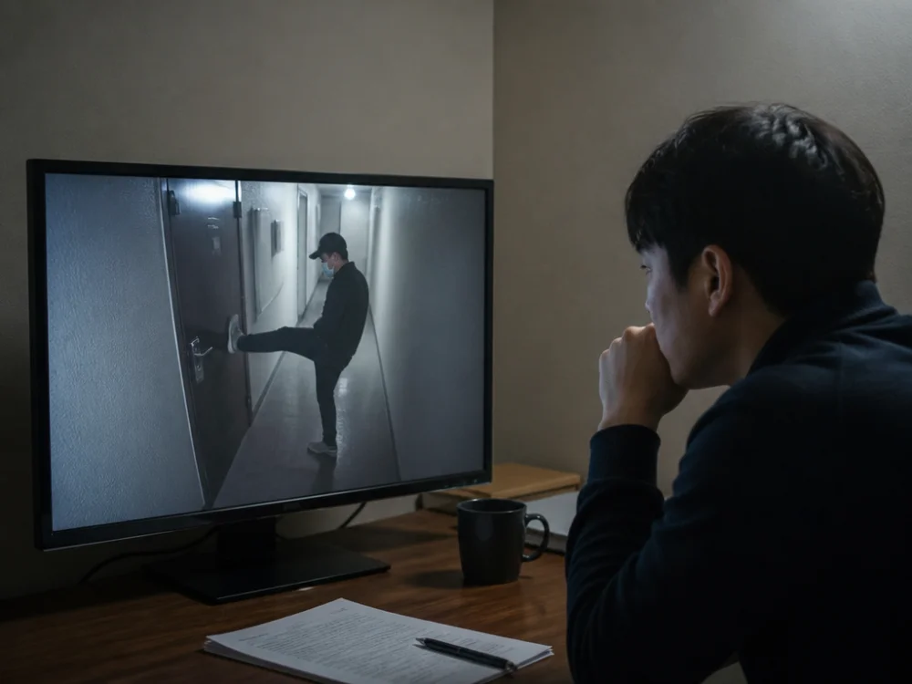 층간소음 항의하러 와서 문을 차고 사건 정황 시각화 타임라인