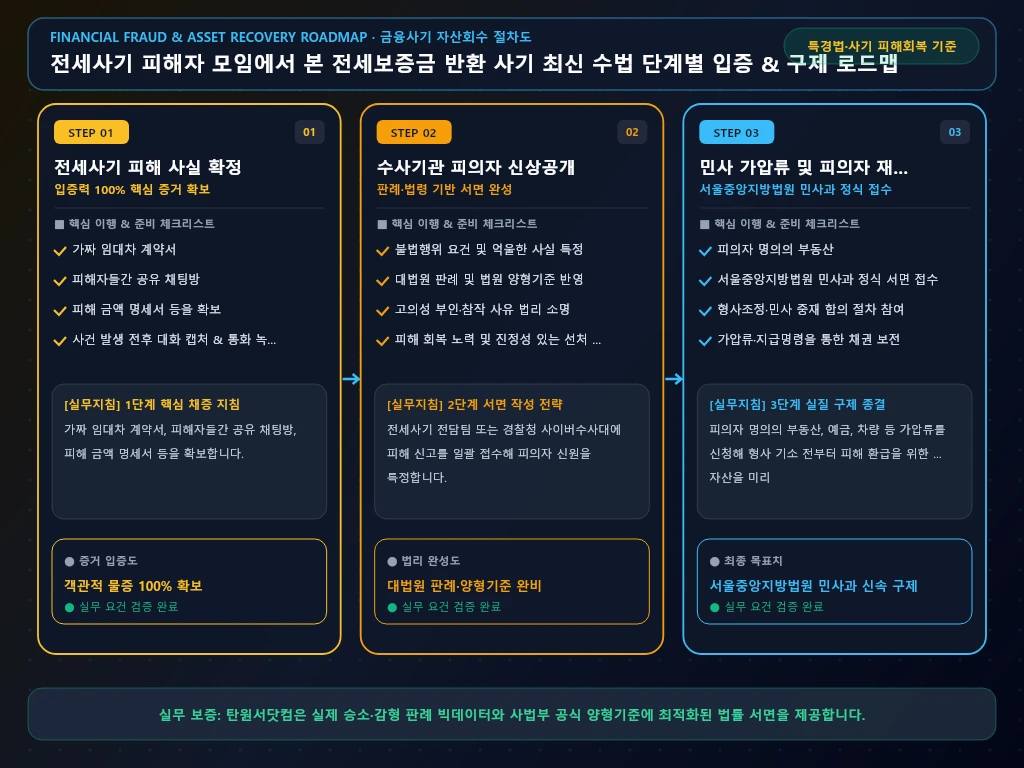 전세사기 피해자 모임에서 본 전세보증금 해결 절차 및 입증 흐름도