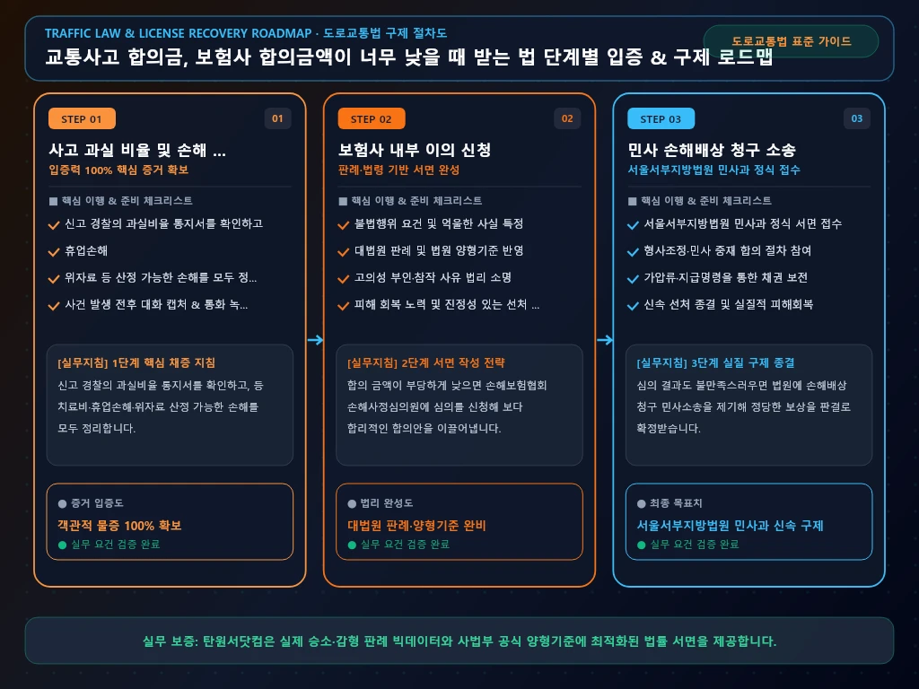 교통사고 합의금 해결 절차 및 입증 흐름도