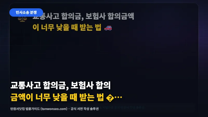[민사] 교통사고 합의금, 보험사 합의금액이 너무 낮을 때 받는 법 🚗