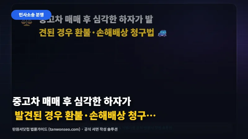 [민사] 중고차 매매 후 심각한 하자가 발견된 경우 환불·손해배상 청구법 🚙