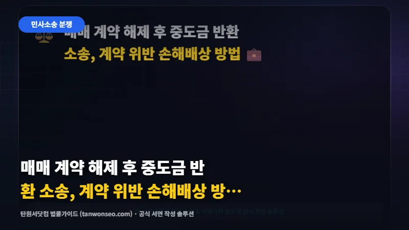[민사] 매매 계약 해제 후 중도금 반환 소송, 계약 위반 손해배상 방법 💼