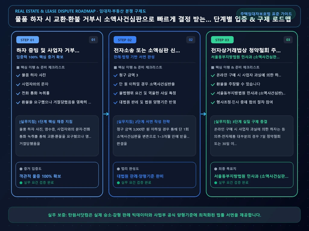 물품 하자 시 교환 해결 절차 및 입증 흐름도