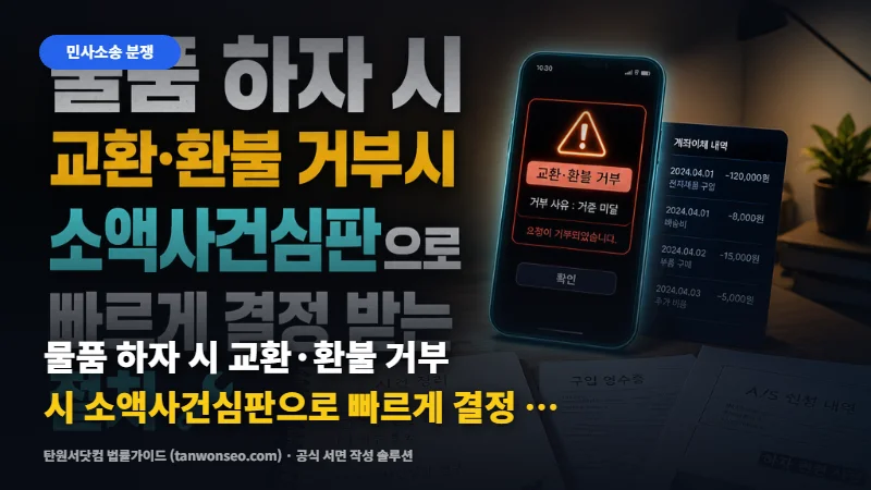 [민사] 물품 하자 시 교환·환불 거부시 소액사건심판으로 빠르게 결정 받는 절차 🔧