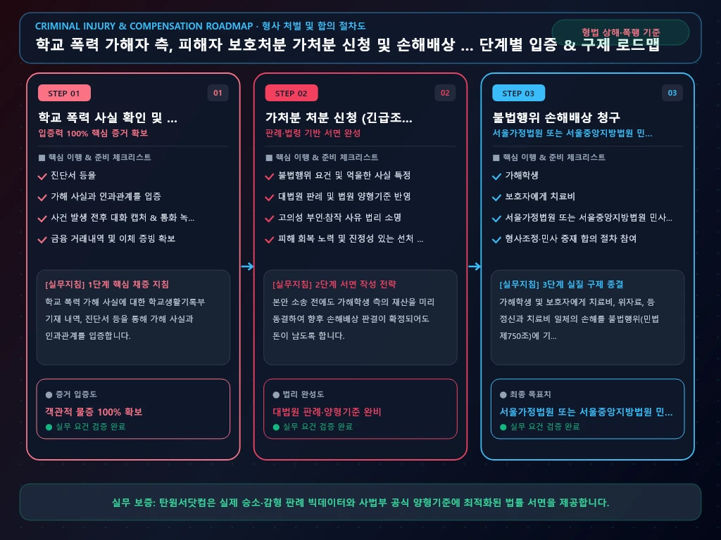 학교 폭력 가해자 측 해결 절차 및 입증 흐름도