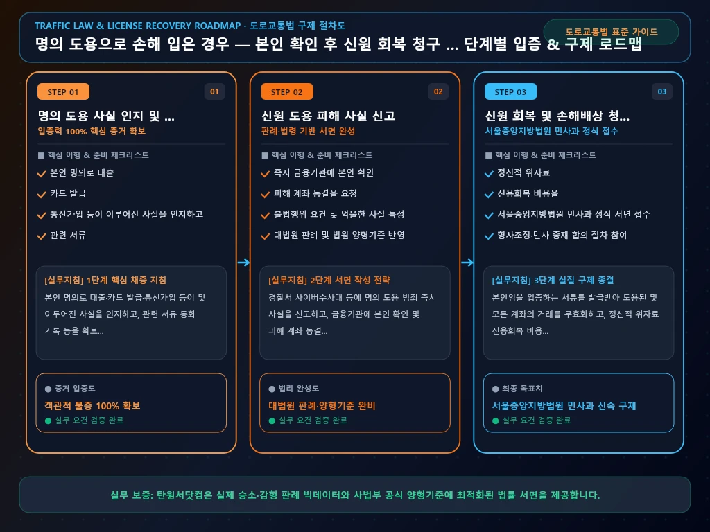 명의 도용으로 손해 입은 경우 — 본인 해결 절차 및 입증 흐름도
