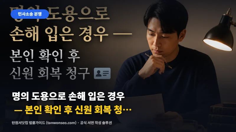 [민사] 명의 도용으로 손해 입은 경우 — 본인 확인 후 신원 회복 청구 🪪