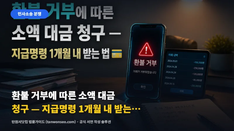 [민사] 환불 거부에 따른 소액 대금 청구 — 지급명령 1개월 내 받는 법 💳