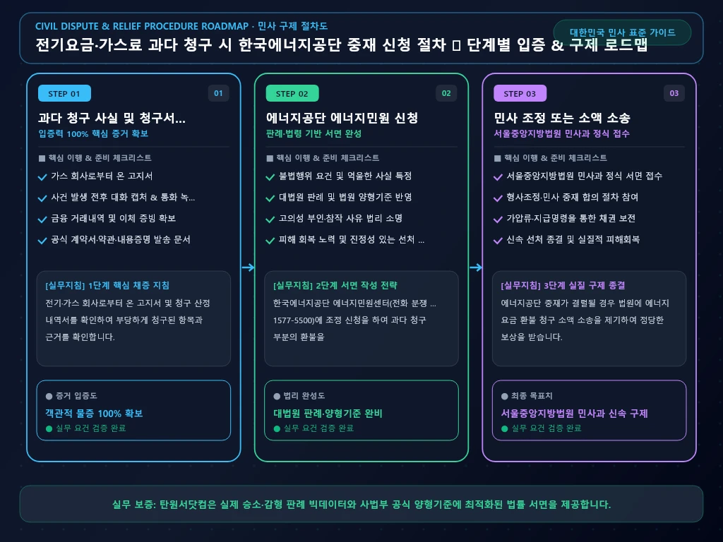 전기요금 해결 절차 및 입증 흐름도
