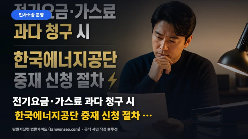 [민사] 전기요금·가스료 과다 청구 시 한국에너지공단 중재 신청 절차 ⚡