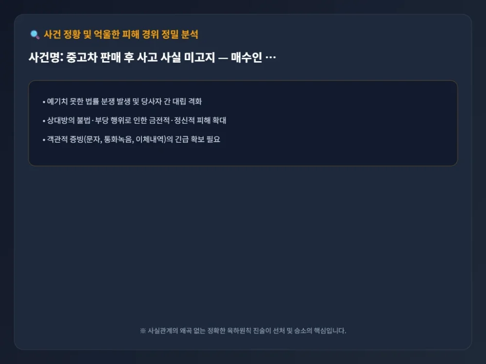 중고차 판매 후 사고 사실 미고지 — 사건 정황 시각화 타임라인