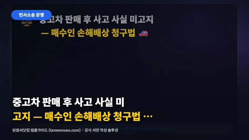 [민사] 중고차 판매 후 사고 사실 미고지 — 매수인 손해배상 청구법 🚗