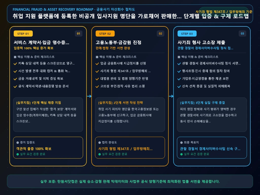취업 지원 플랫폼에 등록한 비공개 해결 절차 및 입증 흐름도