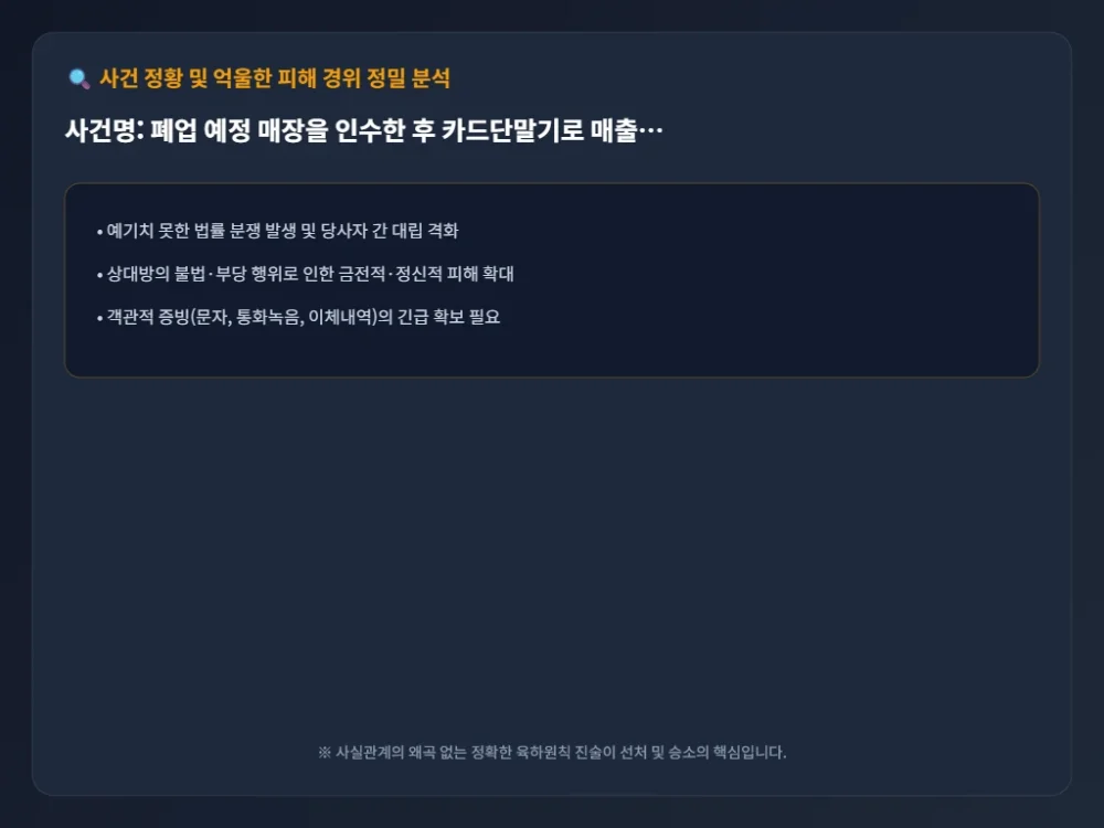 폐업 예정 매장을 인수한 후 사건 정황 시각화 타임라인