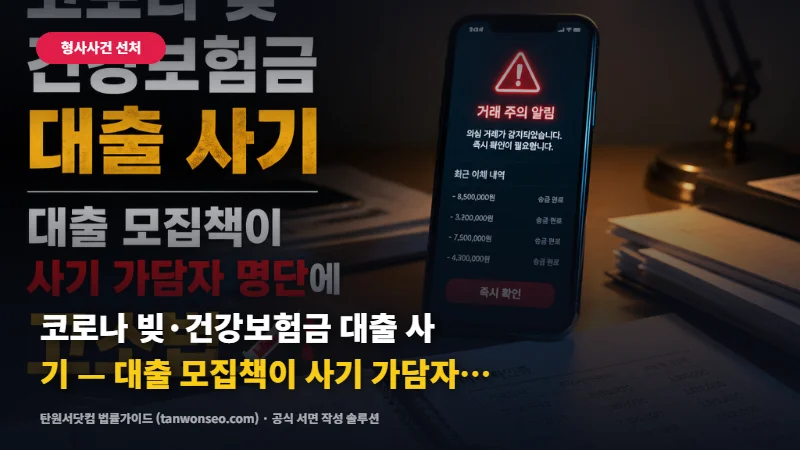 [사기] 코로나 빚·건강보험금 대출 사기 — 대출 모집책이 사기 가담자 명단에 신고 절차 💉