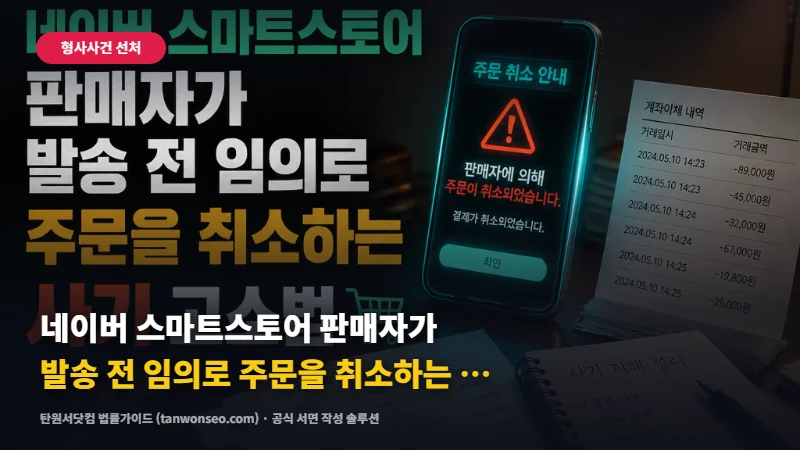 [사기] 네이버 스마트스토어 판매자가 발송 전 임의로 주문을 취소하는 사기 신고 절차 🛒