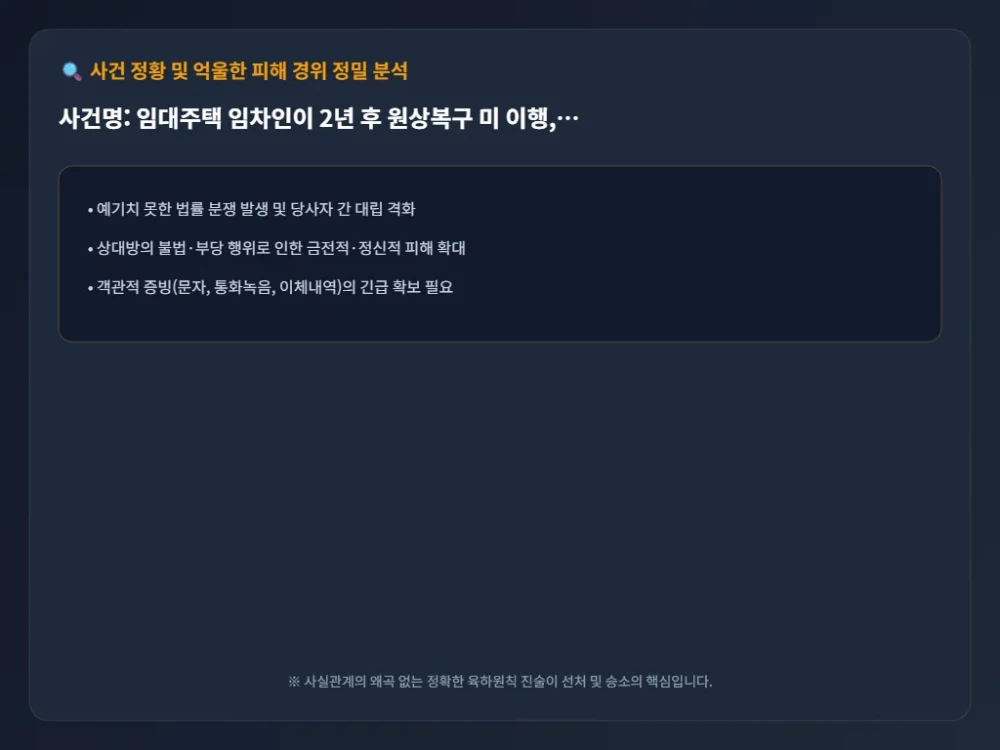 임대주택 임차인이 2년 후 원상복구 미 사건 정황 시각화 타임라인