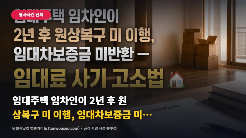 [사기] 임대주택 임차인이 2년 후 원상복구 미 이행, 임대차보증금 미반환 — 임대료 사기 신고 절차 🏠