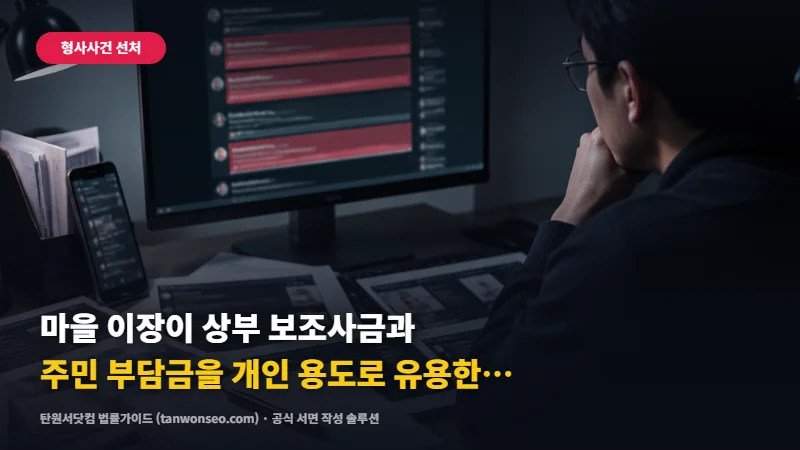 [횡령] 마을 이장이 상부 보조사금과 주민 부담금을 개인 용도로 유용한 신고 절차 🏘️