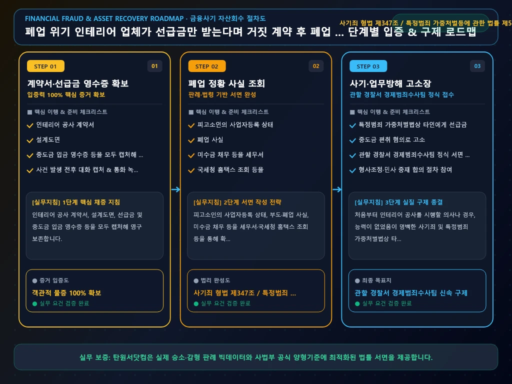 폐업 위기 인테리어 업체가 선급금만 해결 절차 및 입증 흐름도