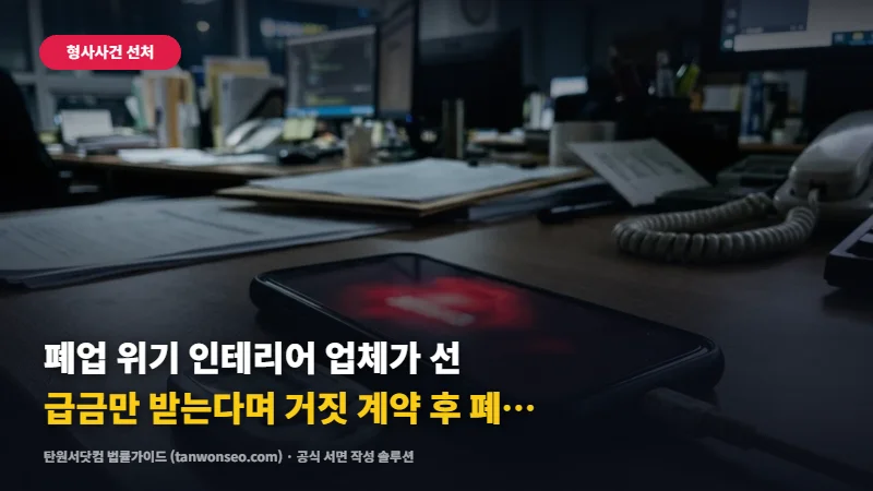 [사기] 폐업 위기 인테리어 업체가 선급금만 받는다며 거짓 계약 후 폐업 사기 신고 절차 🏗️