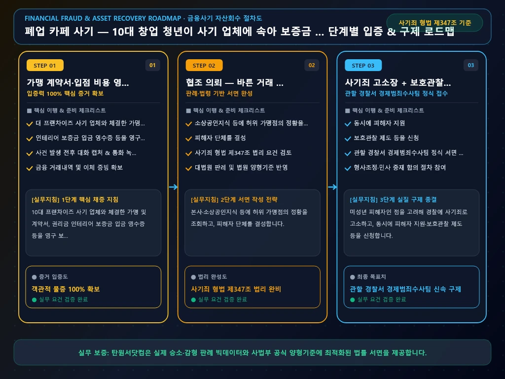 폐업 카페 사기 — 10대 창업 청년이 해결 절차 및 입증 흐름도