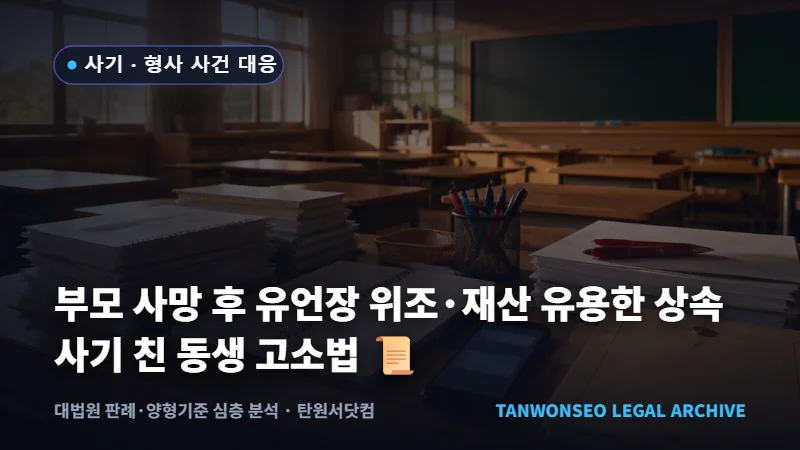 [사기] 부모 사망 후 유언장 위조·재산 유용한 상속 사기 친 동생 신고 절차 📜