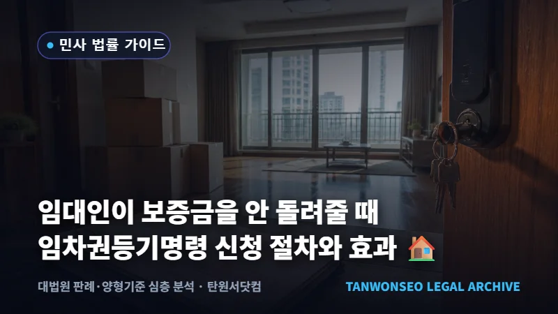 임대인이 보증금을 안 돌려줄 때 임차권등기명령 신청 절차와 효과 🏠