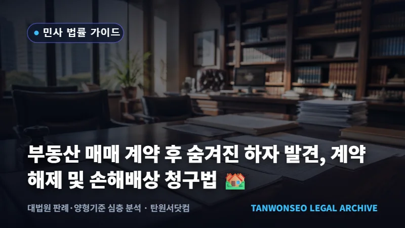 부동산 매매 계약 후 숨겨진 하자 발견, 계약 해제 및 손해배상 청구법 🏘️