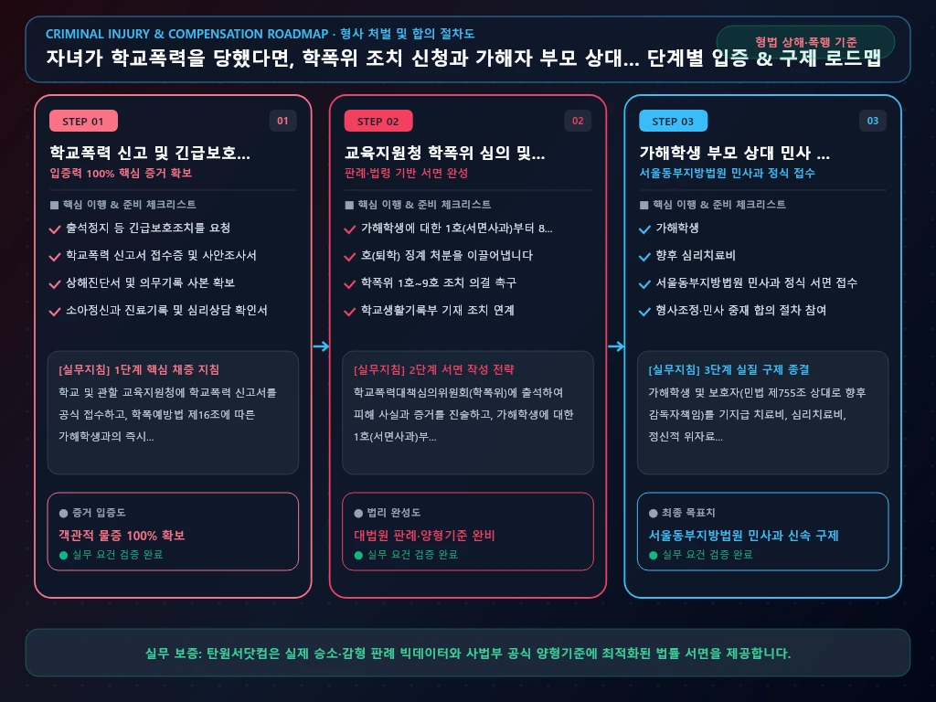 자녀가 학교폭력을 당했다면 해결 절차 및 입증 흐름도