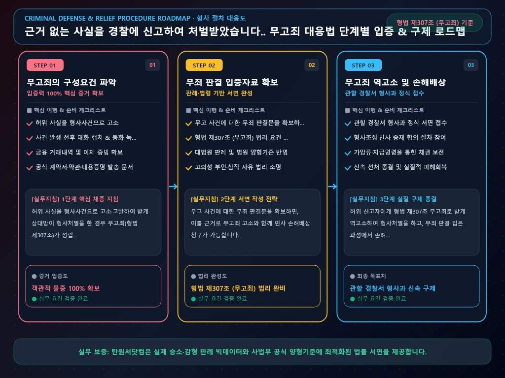 근거 없는 사실을 경찰에 신고하여 해결 절차 및 입증 흐름도