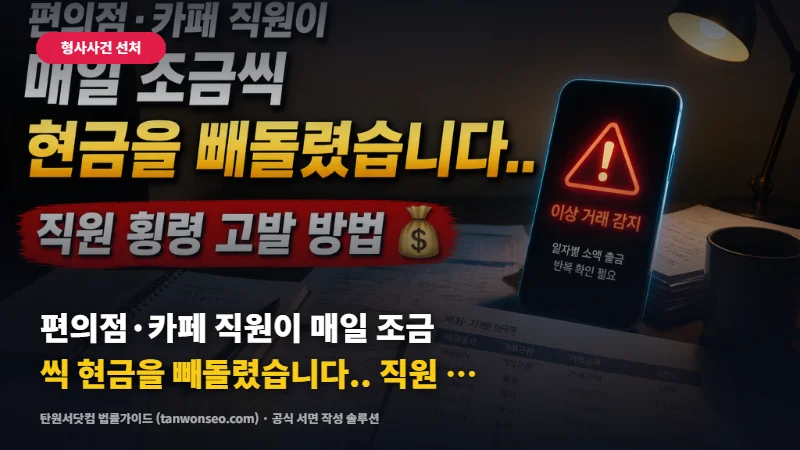 [횡령] 편의점·카페 직원이 매일 조금씩 현금을 빼돌렸습니다.. 직원 횡령 고소 방법 💰