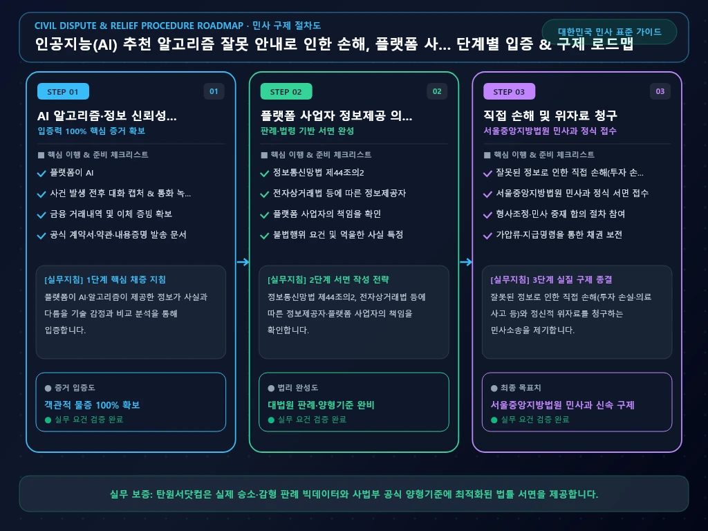 인공지능(AI) 추천 알고리즘 잘못 해결 절차 및 입증 흐름도