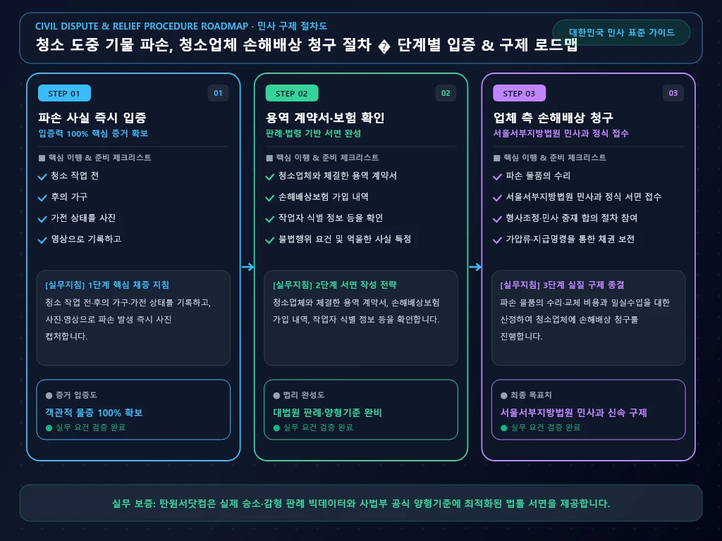 청소 도중 기물 파손 해결 절차 및 입증 흐름도